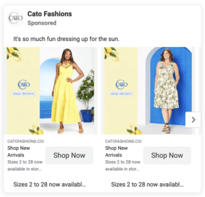 Paid Facebook ad of clothing store