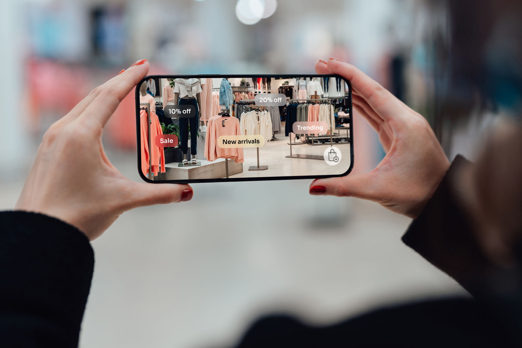 woman shopping online using her smart phone