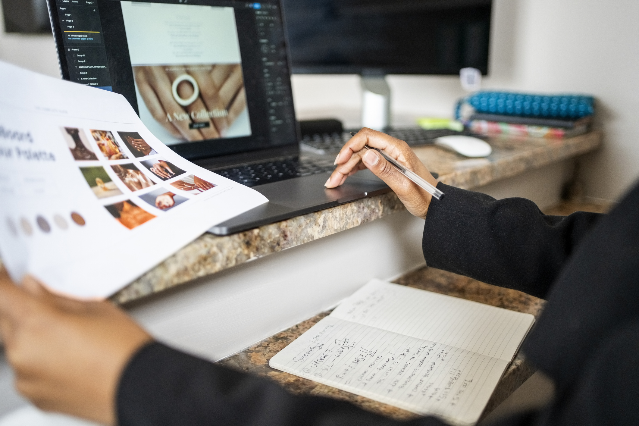 close up of web designer and SEO Specialist working on site