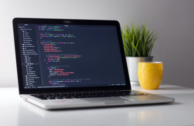 Custom web development project on a laptop